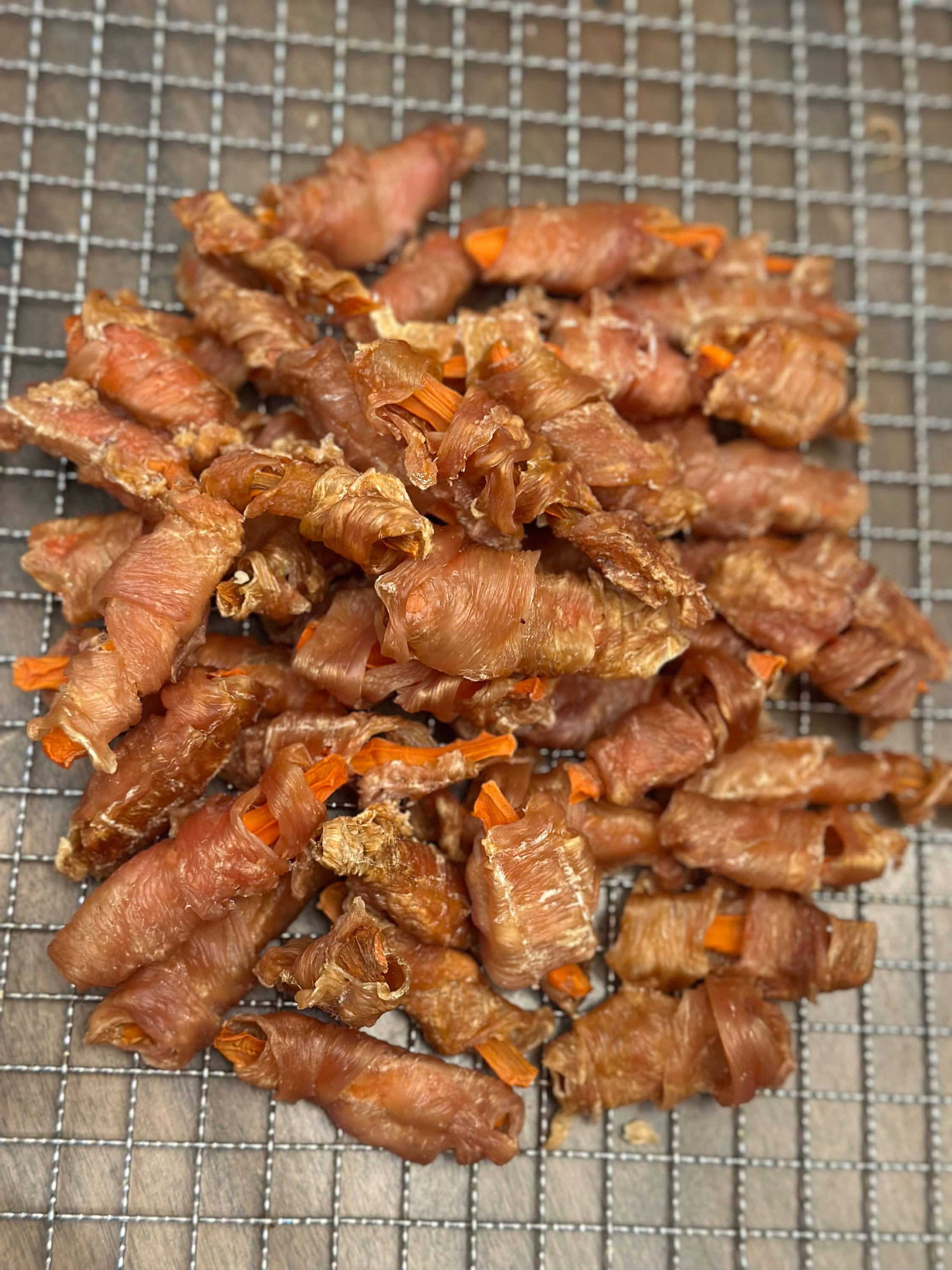 Dehydrated Chicken Carrot Wraps: Healthy Dog Treats