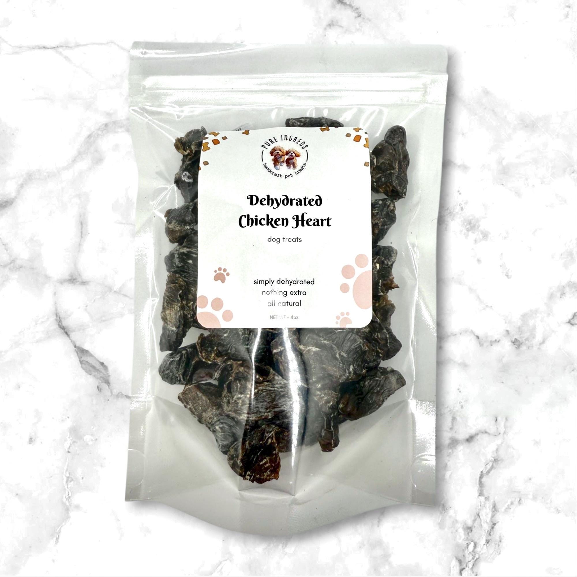 Dehydrated Chicken Heart Dog Treats & Chews - Single Ingredient, All-Natural, Fat Trimmed